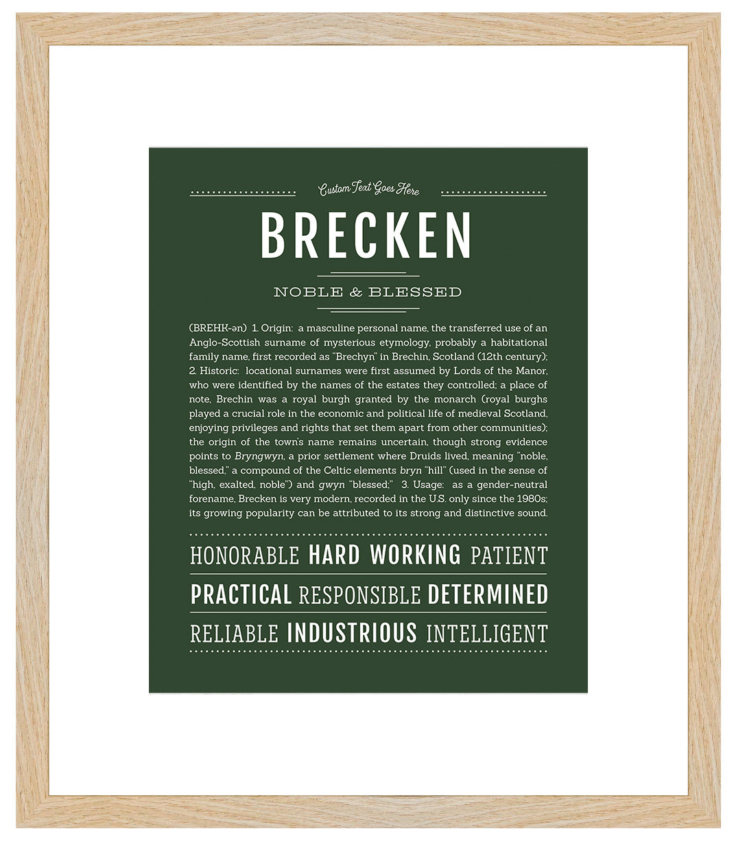 Brecken (male) | Name Art Print