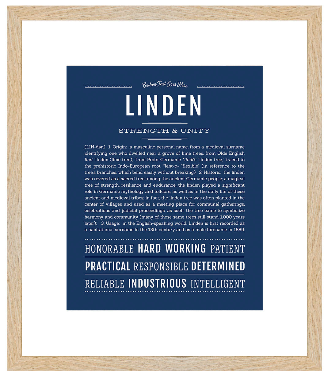 Linden (male) | Name Art Print